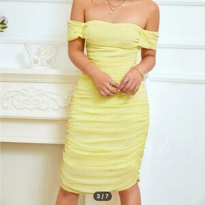 Eilly Bazar Ruched Off Shoulder Bodycon
Dress